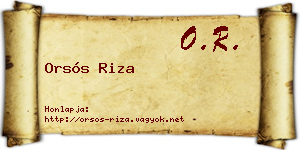 Orsós Riza névjegykártya